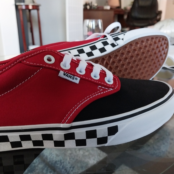 Mens Red Blk Checkered Vans Sz 8 Men NWT - Picture 3 of 10
